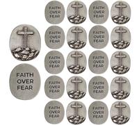 20 Pcs Faith Over Fear Cross Pocket Hugs - Religious Worry Stones for Anxiety Relief, Christian Keepsake Charms for Christening, Confirmation, Funeral Favours & Sympathy Gifts
