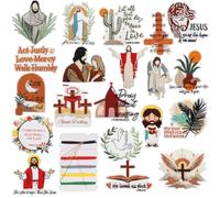 20 PCS Faith Phrase Iron on Patches Applique Embroidered Stickers Iron on Sew on Patches for Backpacks Pants Clothes Jeans Dress Hat Bags Jackets Vests Coat Uniforms DIY Decoration