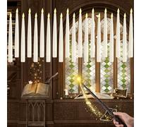 20 Pcs Floating Candles with Magic Wand Remote, Flameless Flickering LED Taper Candles, Warm Light Hanging Candles for Party, Halloween, Christmas Decorations