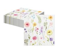 20 Pcs Floral Napkins, 16.5x16.5cm Colorful Floral Napkins Disposable Party Napkins, Paper Napkins Patterned for Afternoon Tea Baby Shower Birthday Wedding Party Decoration