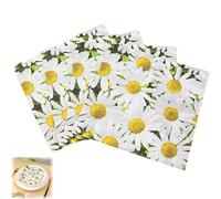 20 PCS Floral Napkins, 33cm Daisy Paper Napkins Disposable Party Napkins Paper Serviettes Table Decoration for Indoor or Outdoor Dining Garden Party Summer Picnic BBQ Decoupage