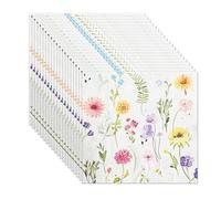 20 Pcs Floral Napkins,Soft Recycled Paper Party Napkins Colored Flower Napkins Disposable Party Serviettes for BBQ Birthday Baby Shower Afternoon Tea Picnic Wedding Anniversary Decoration,33x33cm