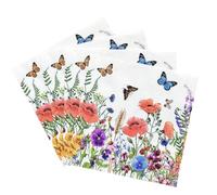 20 Pcs Floral Napkins,Wildflower Paper Napkins Disposable Party Serviettes,Decorative Luncheon Dinner Cocktail Napkins for Wedding, Baby Shower, Birthday, Tea Party & Spring Summer Picnic