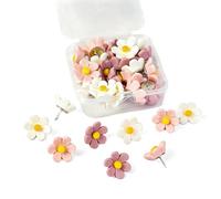 20 Pcs Floral Push Pins Pink and White, Decorative Thumbtacks for Pin Board Cork Board Photo Wall Office & Home, Creative Pins for Planning and Organization