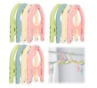 20 Pcs Folding Clothes Hangers, Portable Plastic Travel Coat Hangers with Clips, Non-Slip Foldable Space Saving, for Home Travel Outdoor Camping Cruise Essentials 4 Colors
