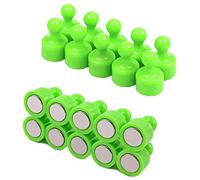 20 PCS Fridge Magnets Strong Neodymium Magnets Magnetic Push Pins Tiny Refrigerator Magnets Whiteboard Map Magnets Perfect for Home Kitchen Office School Classroom Bright Green