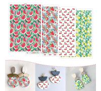 20 Pcs Fruits Clay Transfer Paper for DIY Art Crafts, Watermelon Strawberry Cherry Lemon 4 Pattern Design Water Polymer Clay Transfer Sheets Paper for Polymer Clay Jewelry Earrings Making 5.82X3.93in