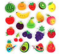 20 PCS Fruits Thick Gel Clings Fruits Window Gel Clings Decals Stickers for Kids Toddlers and Adults Home Airplane Classroom Nursery Fruits Party Supplies Decorations Removable and Reusable