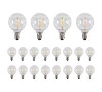 20 Pcs G40 LED Replacement Light Bulbs E12 Screw Base Shatterproof Globe for Solar String Lights Warm