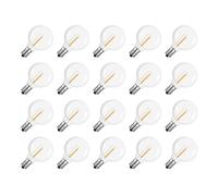 20 Pcs G40 LED Replacement Light Bulbs E12 Screw Base Shatterproof Globe for Solar String Lights Warm