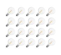 20 Pcs G40 LED Replacement Light Bulbs E12 Screw Base Shatterproof LED Globe Bulbs for Solar String Lights Warm