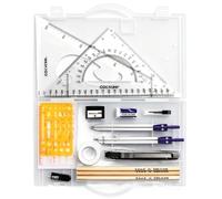 20 Pcs Geometry Set, Precision Drafting Tools Kit with Compasses, Drawing Templates, Protractors and Wood Pencils, Professional Drafting Supplies for Architects, Engineering and Design