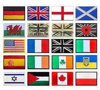 20 PCS Germany,Israel,Canada,Ukraine etc Flag Patches Tactical Embroidered Emblem Applique Hook and Loop Patches for Uniforms,Armband,Pouch,Vest,Hat,Bag,Backpack,Jacket,Clothes,Coat,Pants