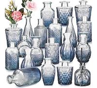 20 Pcs Glass Bud Vase Set Small Vases for Flowers Vintage Flower Vase in Bulk Cute Glass Vases for Centerpieces Rustic Decorative Glass Vase for Wedding Table Home Christmas Decoration (Gradient Blue)