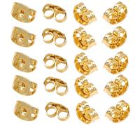 20 Pcs Gold Butterfly Earring Backs 4.5x6mm - Hypoallergenic & Secure Stud Earring Locking - Ideal for Jewelry Makers & Repair