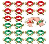 20 Pcs Gold Christmas Wrist Band Bells Bracelets Wrist Band Shaking Bells Musical Instruments Adjustable Bells Rhythm Wristband Bells for School Family Adults Christmas Percussion Party Favors