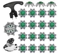 20 PCS Golf Shoe Spikes, Replacement Golf Shoe Studs with Wrench, Universal Shoe Spike Cleats with Tooth, Screw in GolfShoe Studs, Ideal Golf Accessories for More Stability and Comfort (Green)