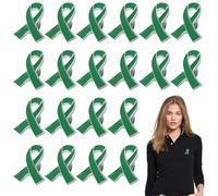 20 Pcs Green Ribbon Pin, Green Ribbon Mental Health Pin Badges Charms, Mental Health Badge Pins, MentalHealth Awareness Pins, Lapel Badge, Hope Badges, Enamel Jewelry Brooch for Decoration