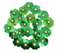 20 pcs Green Sequin 1 1/4" Flowers Beading Applique, Crystal Beaded Mix Flower Applique sew on Cloth Patch DIY Garment Accessory Cloth Headband Decor