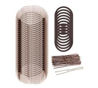 20 Pcs Hair Nets,Bun Net Ballet Hairs Accessories Light Brown Pins Set Kit Shaper Elastic Girls Hairnets Makers Nest Pack Padding Styling with 40pcs Clip & 20pcs Bands,for Women Kids Sleeping Catering