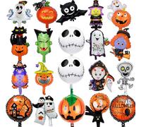 20 Pcs Halloween Balloons for Kids: Spider, Bat, Ghost, Witch, Pumpkin Halloween Helium Foli Balloon for Party Decorations