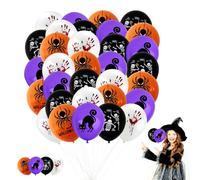 20 pcs Halloween Balloons,Halloween Party Decoration,Printed with 4 Different Pattern Kids Spooky Party Suplies for Party Latex Balloons(Black/White/Orange Purple)