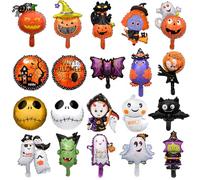 20 Pcs Halloween Foil Balloons Party Decorations for Kids Happy Halloween Night - Helium Balloons with Pumpkin,Witch,Skeleton,Ghost,Spider,Bat
