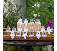 20 Pcs Halloween Mini Ghosts Figurines,Acrylic Tiny Ghosts Miniatures Figures Ornaments,Spooky Tiered Tray Decor,for Halloween Home Tabletop Shelf Centerpieces Garden Party Decoration