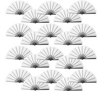 20 Pcs Hand Fans for Line Dancing Bulk, Chinese Kung Fu Tai Chi Hand Fans for Women Foldable for Festival Dance Party (White)