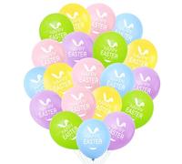 20 Pcs Happy Easter Bunny Latex Balloons, 12 Inch Easter Balloons, Yellow Purple Green Bule Pink Colourful Balloon Decorations, Photo Props for Festival Home Spring Birthday Party Supplies