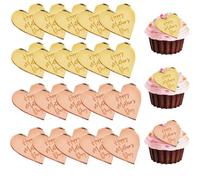 20 Pcs Happy Mother's Day Cupcake Topper Acrylic Heart-shaped Cupcake Toppers, Mother's Day Cake Decoration Baking Dessert Decor for Women's Day Party