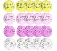 20 Pcs Happy Mother's Day Cupcake Toppers Acrylic Mirror Flower Round Cake Toppers Engraved Cake Decoration for Birthday Gift Mother's Day Party Decorations