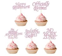 20 PCS Happy Retirement Cupcake Toppers, Glitter Officially Retired Cake Decorations No Work Zone Adventure Begins Cupcake Decor for Retirement Theme Farewell Birthday Party Supplies (Pink)