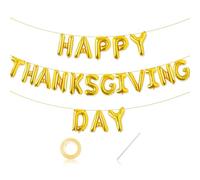 20 Pcs Happy Thanksgiving Day Letters Balloons Decorations,16 Inch Gold Letters Friends Giving Fall Balloons Banner for Thanksgiving Day Fall Theme Friends Party Decorations