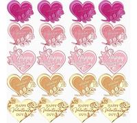 20 Pcs Happy Valentine's Day Cupcake Topper Rose Carving Acrylic Heart Shape Cupcake Decorations Dessert Cake Topper Valentine's Day Party Supplies Gifts