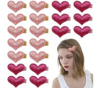 20 PCS Heart Hair Clips Coloured Hairclip Glitter Sequin Heart Hairpins Metal Non-SlipHair Accessories for Women Girls