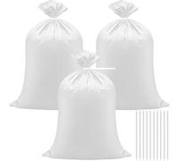 20 Pcs Heavy Duty Sand Bag, 50 x 80cm Woven Rubble Sacks Builders Bags Waste Bags with Ties, Gravel Bags for Garden Rubbish Flood Protection Waste Storage Industrial Sack Construction Bags (White)
