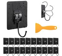 20 Pcs Heavy Duty Self Adhesive Hooks - Extra Strong Stick On Ceiling & Wall Hooks for Hanging Towel, Coat, Key, Utensils