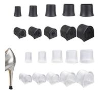 20 Pcs Heel Protectors, Stiletto Stoppers, Anti-Slip & Anti-Scuff Repair Caps for Women's High Heels, for Grass, Gravel, and Outdoor Activities (5 Sizes,Black and Transparent)