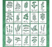 20 Pcs Herb Stencils for Craft Plastic Painting Reusable Kitchen Garden Plant