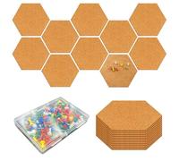 20 Pcs Hexagon Cork Boards for Walls, Multifunctional Pin Board, Self-Stick Bulletin Board,with 100 Colourful Mini Push Pins, for School Bulletin, Office Bulletins,Home Decor, Photo Hanging and DIY