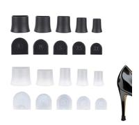 20 Pcs High Heel Protectors, 5 Sizes Stiletto Stoppers & Repair Cap for Shoes Women High Heels Anti-Slip Heel Covers for Outdoor Activities Wetland Grass Gravel (Black, Transparent)