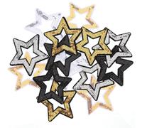 20 PCS Hollow Star Iron on Patches, Sequin Star Patches Iron On, 5 Colors Embroidered Glitter Sew on Stars Patch Applique for DIY Clothing Jeans Pants Dress Backpack Hat