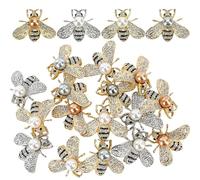 20 PCS Honey Bee Brooch Hornet Pins Bulk - Gold Designer Brooches for Women - Little Bumble Bee Pin Crystal Insect Themed with Faux Pearl - Fashion Lapel Gift for Birthday, Dating, Party, Anniversary