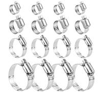 20 Pcs Hose Clips, 6-29mm Range Pipe Clamps Clips, Adjustable Jubilee Clips Stainless Steel Worm Drive Hose Clamps for Hose Pipe Tube, 6-12/13-19/16-25/19-29mm