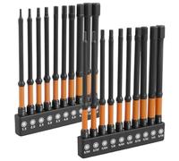 20 Pcs Impact Hex Head Allen Wrench Drill Bit Set, Metric and SAE S2 Alloy Steel Hex Bit Set with Magnetic Tips, 1/4inch Hex Shank Screw Driver Drill Bit (SAE + Metric)