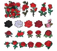 20 PCS Iron on Patches, Patches for Clothes Rose Embroidery Patch Cute Fabric Repair Patch Embroidered Sew on Patchs for Clothes Hats Jeans Jacket Shoes Bags Dress