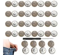 20 Pcs Jean Buttons, Jean Button Replacement, Metal Replacement Adjustable Removable Buttons with Screwdriver, Snap Fastener for Jeans, Clothing, DIY Sewing Repairs, Pants Waistband Button Fix