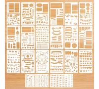 20 Pcs Journal Stencils for Painting, 4×7 Inch Planner Stencil, Scrapbook Template Stencil Set, Journaling Stencils for Crafts Notebook Scrapbooking DIY Drawing Greeting Cards Diary Letters