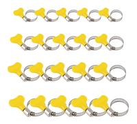 20 Pcs Jubilee Clips,Hose Clips with Yellow Handle,Stainless Steel Metal Hose Clips,Hose Clamp for Securing Hoses and Pipes Tube Garden, Washing Machine, Pond,4 Sizes(16-38mm)